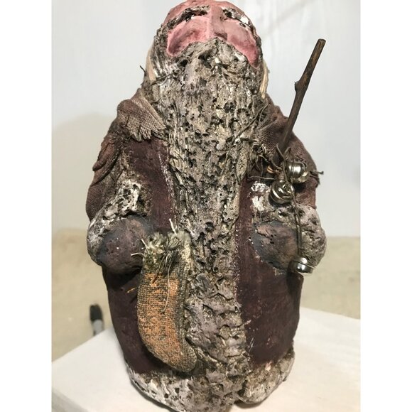 1995 Enesco Arlene Wobler Folk Art Woblers Woods Santa Figures Set of 2 - Picture 7 of 16